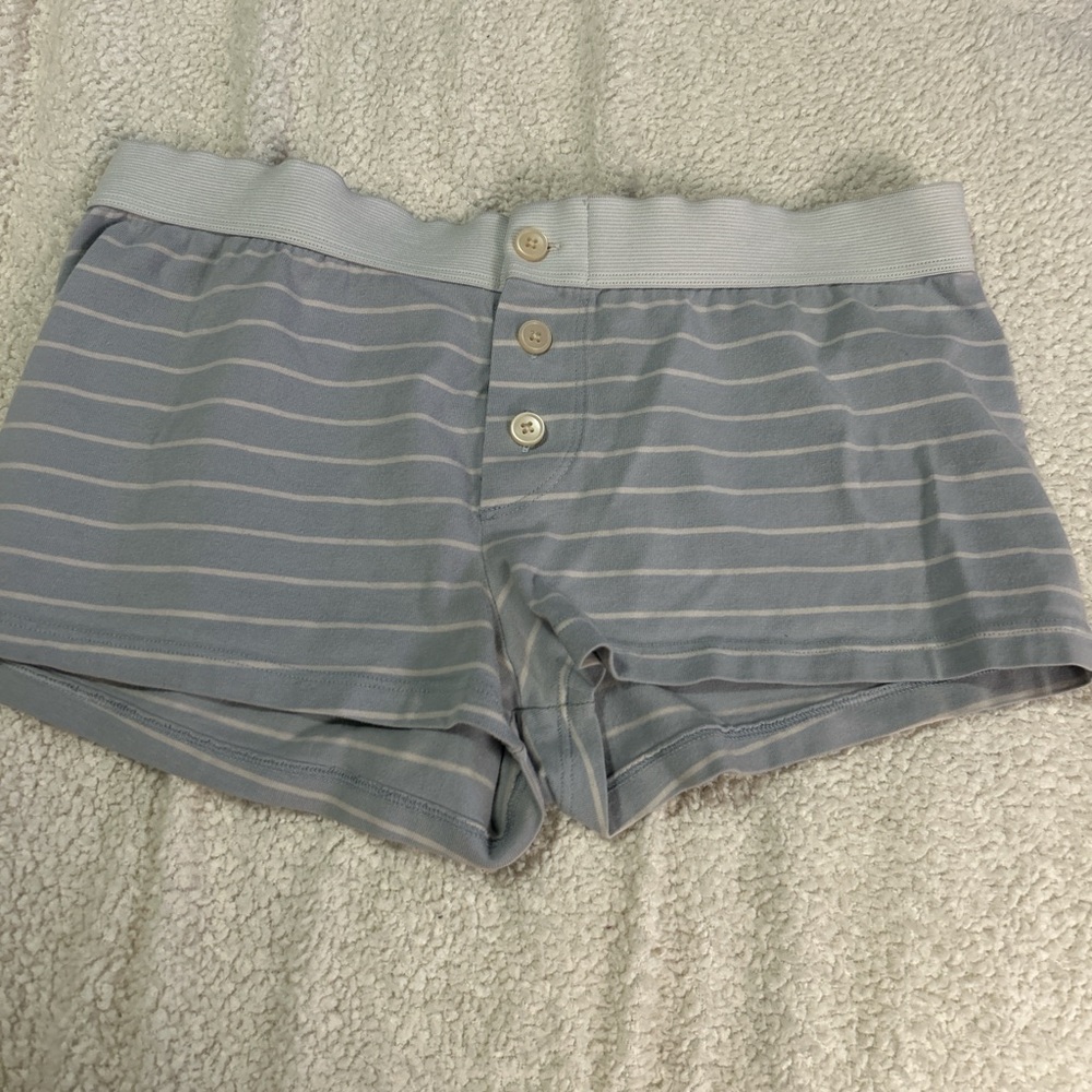 Brandy Melville Blue and White Striped Pajama Shorts